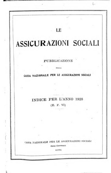 Le assicurazioni sociali pubblicazione della Cassa nazionale per le assicurazioni sociali