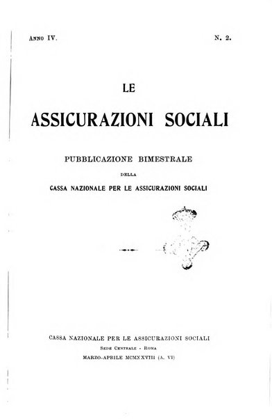 Le assicurazioni sociali pubblicazione della Cassa nazionale per le assicurazioni sociali