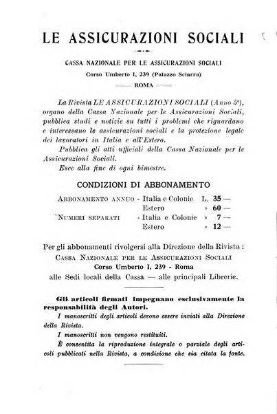 Le assicurazioni sociali pubblicazione della Cassa nazionale per le assicurazioni sociali