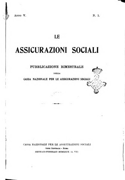 Le assicurazioni sociali pubblicazione della Cassa nazionale per le assicurazioni sociali