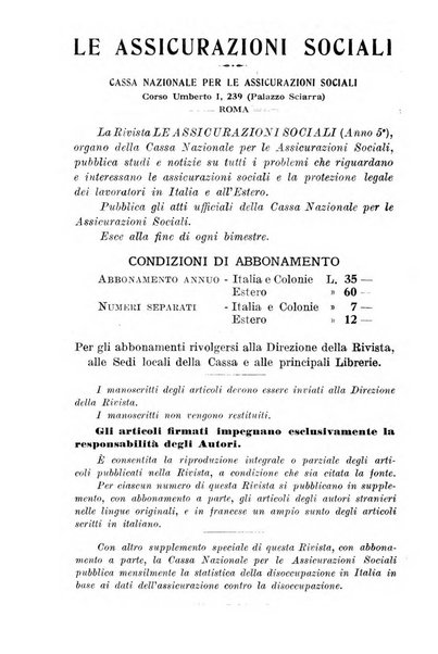 Le assicurazioni sociali pubblicazione della Cassa nazionale per le assicurazioni sociali