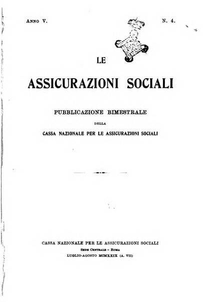 Le assicurazioni sociali pubblicazione della Cassa nazionale per le assicurazioni sociali