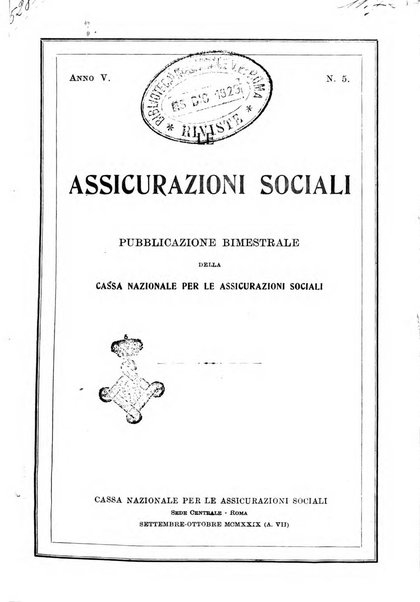 Le assicurazioni sociali pubblicazione della Cassa nazionale per le assicurazioni sociali