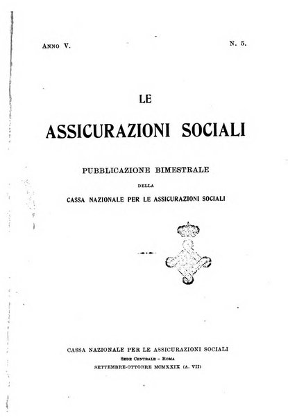 Le assicurazioni sociali pubblicazione della Cassa nazionale per le assicurazioni sociali