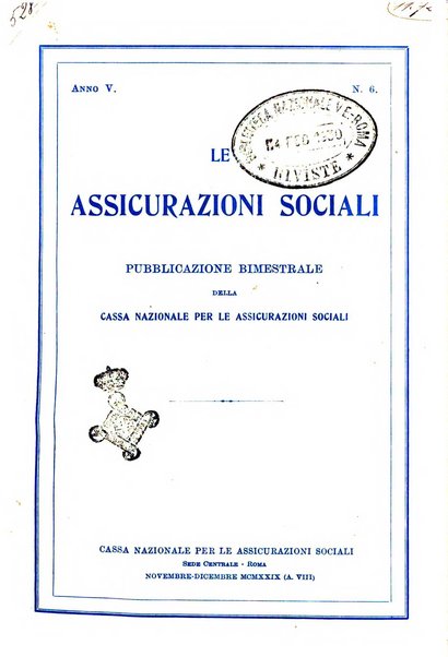 Le assicurazioni sociali pubblicazione della Cassa nazionale per le assicurazioni sociali