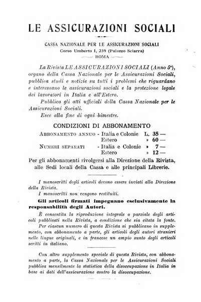 Le assicurazioni sociali pubblicazione della Cassa nazionale per le assicurazioni sociali