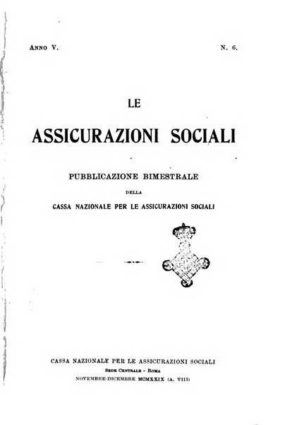 Le assicurazioni sociali pubblicazione della Cassa nazionale per le assicurazioni sociali