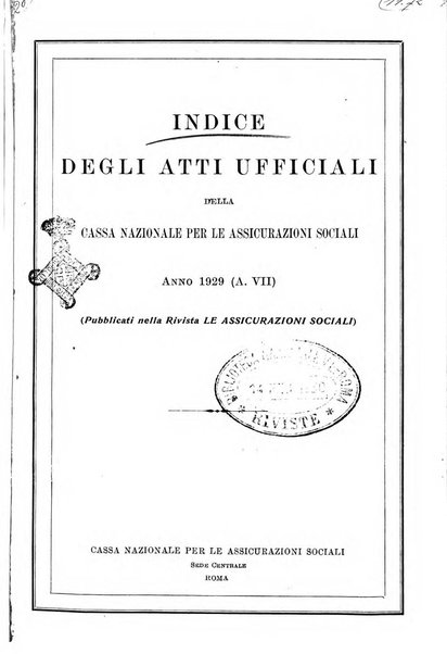 Le assicurazioni sociali pubblicazione della Cassa nazionale per le assicurazioni sociali