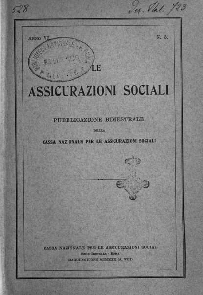 Le assicurazioni sociali pubblicazione della Cassa nazionale per le assicurazioni sociali