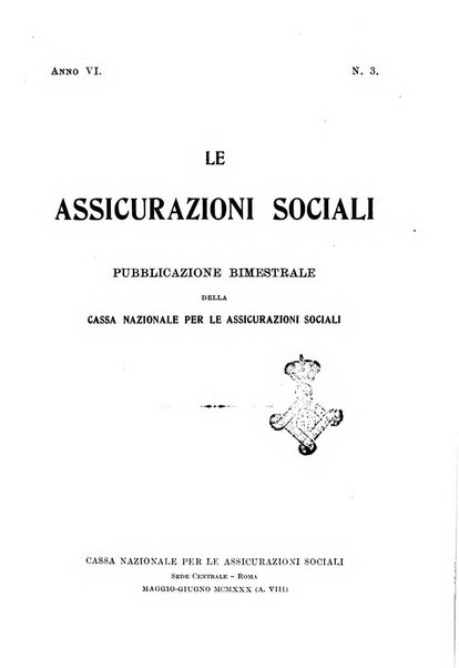 Le assicurazioni sociali pubblicazione della Cassa nazionale per le assicurazioni sociali