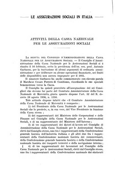 Le assicurazioni sociali pubblicazione della Cassa nazionale per le assicurazioni sociali