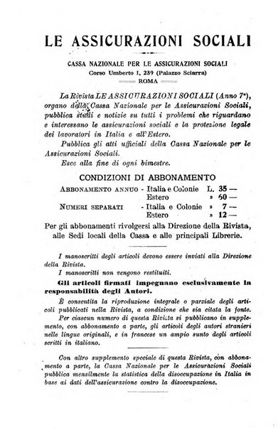 Le assicurazioni sociali pubblicazione della Cassa nazionale per le assicurazioni sociali