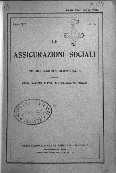 Le assicurazioni sociali pubblicazione della Cassa nazionale per le assicurazioni sociali