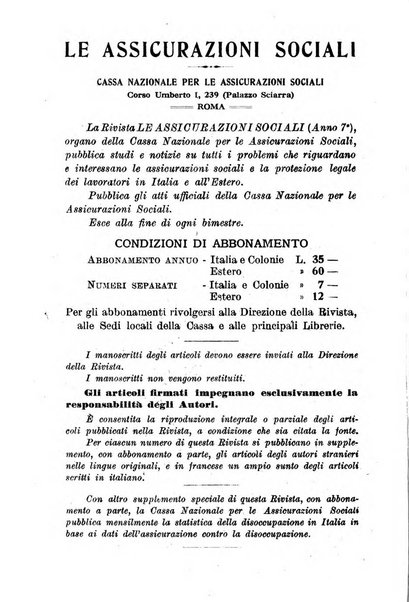 Le assicurazioni sociali pubblicazione della Cassa nazionale per le assicurazioni sociali