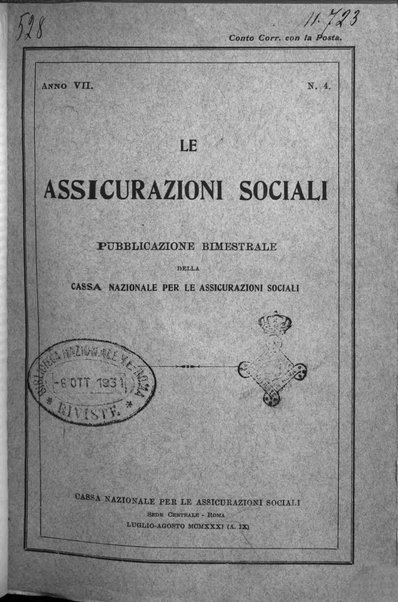 Le assicurazioni sociali pubblicazione della Cassa nazionale per le assicurazioni sociali