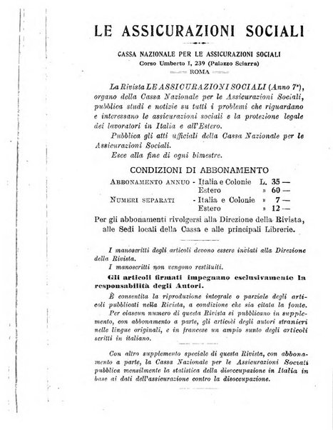 Le assicurazioni sociali pubblicazione della Cassa nazionale per le assicurazioni sociali