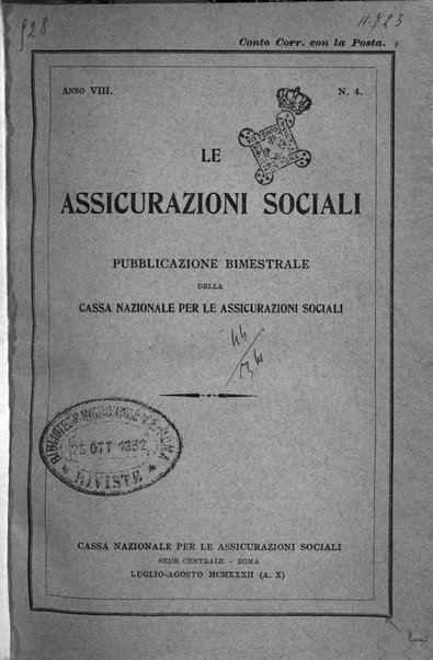 Le assicurazioni sociali pubblicazione della Cassa nazionale per le assicurazioni sociali