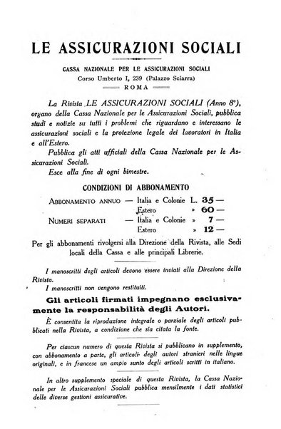 Le assicurazioni sociali pubblicazione della Cassa nazionale per le assicurazioni sociali