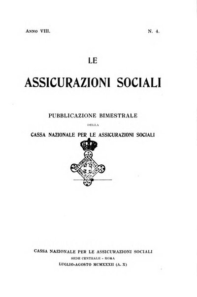 Le assicurazioni sociali pubblicazione della Cassa nazionale per le assicurazioni sociali