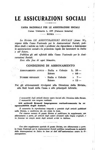 Le assicurazioni sociali pubblicazione della Cassa nazionale per le assicurazioni sociali