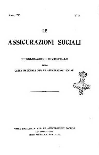 Le assicurazioni sociali pubblicazione della Cassa nazionale per le assicurazioni sociali