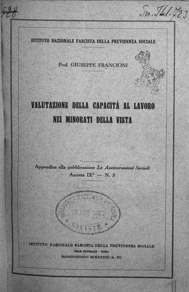 Le assicurazioni sociali pubblicazione della Cassa nazionale per le assicurazioni sociali