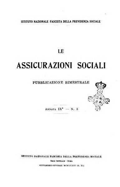 Le assicurazioni sociali pubblicazione della Cassa nazionale per le assicurazioni sociali