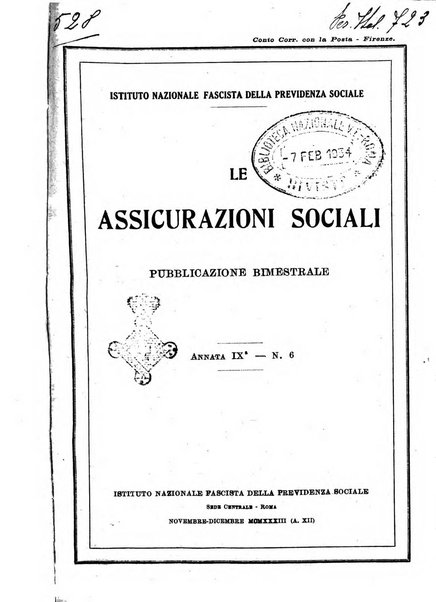 Le assicurazioni sociali pubblicazione della Cassa nazionale per le assicurazioni sociali