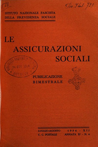 Le assicurazioni sociali pubblicazione della Cassa nazionale per le assicurazioni sociali