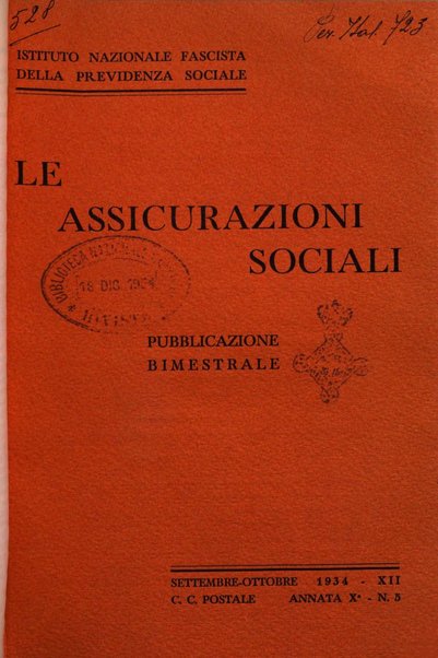 Le assicurazioni sociali pubblicazione della Cassa nazionale per le assicurazioni sociali