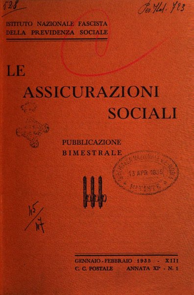 Le assicurazioni sociali pubblicazione della Cassa nazionale per le assicurazioni sociali