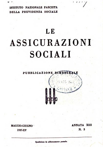 Le assicurazioni sociali pubblicazione della Cassa nazionale per le assicurazioni sociali