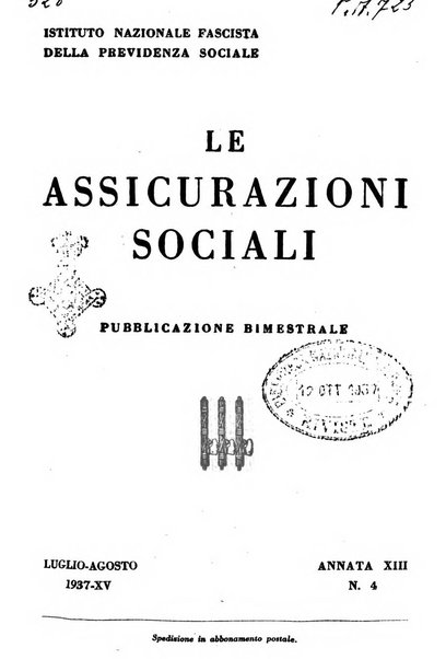 Le assicurazioni sociali pubblicazione della Cassa nazionale per le assicurazioni sociali