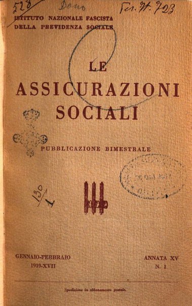 Le assicurazioni sociali pubblicazione della Cassa nazionale per le assicurazioni sociali