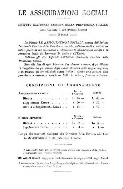 Le assicurazioni sociali pubblicazione della Cassa nazionale per le assicurazioni sociali