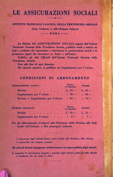 Le assicurazioni sociali pubblicazione della Cassa nazionale per le assicurazioni sociali