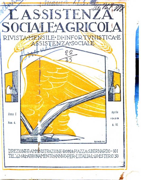 L'assistenza sociale agricola rivista mensile di infortunistica e assistenza sociale