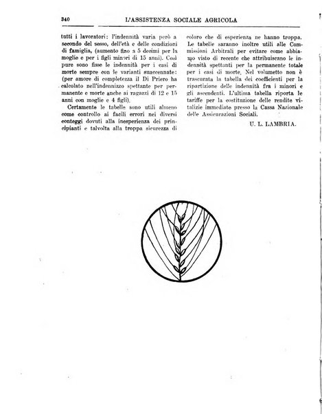 L'assistenza sociale agricola rivista mensile di infortunistica e assistenza sociale