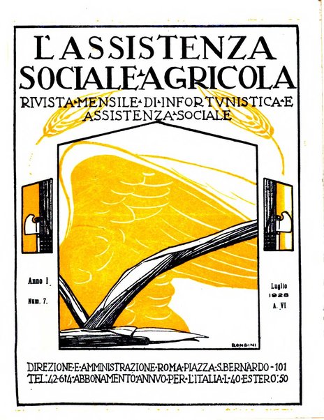 L'assistenza sociale agricola rivista mensile di infortunistica e assistenza sociale