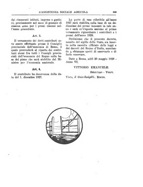 L'assistenza sociale agricola rivista mensile di infortunistica e assistenza sociale