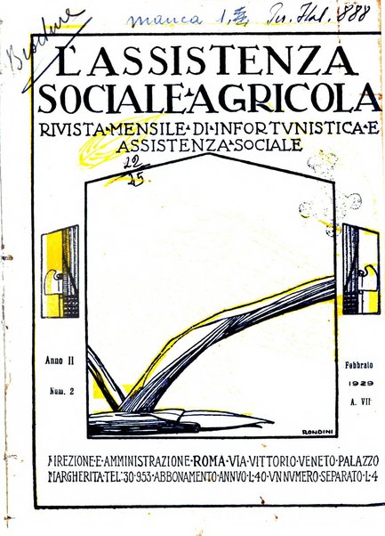 L'assistenza sociale agricola rivista mensile di infortunistica e assistenza sociale