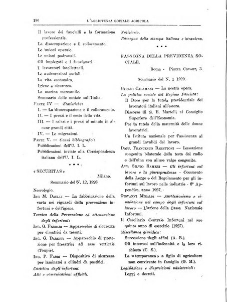 L'assistenza sociale agricola rivista mensile di infortunistica e assistenza sociale