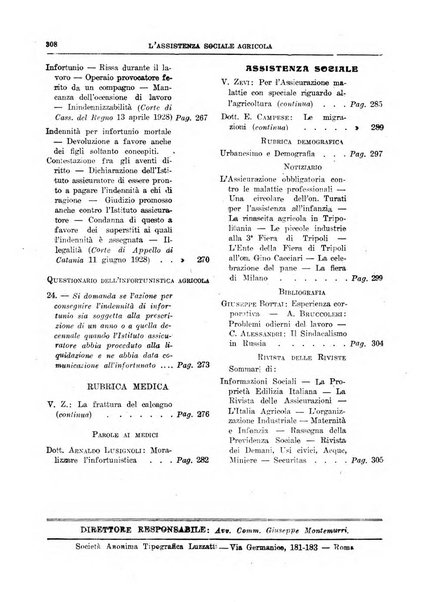 L'assistenza sociale agricola rivista mensile di infortunistica e assistenza sociale