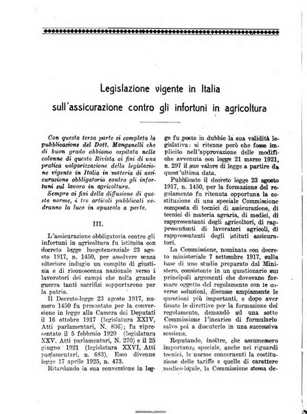 L'assistenza sociale agricola rivista mensile di infortunistica e assistenza sociale