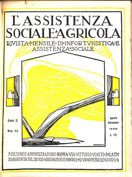 L'assistenza sociale agricola rivista mensile di infortunistica e assistenza sociale