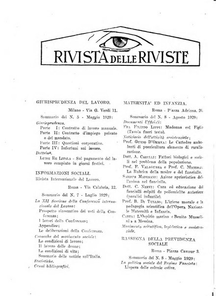 L'assistenza sociale agricola rivista mensile di infortunistica e assistenza sociale