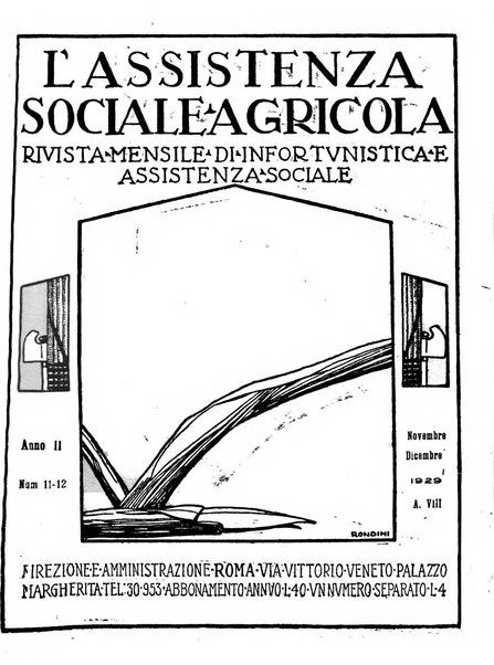 L'assistenza sociale agricola rivista mensile di infortunistica e assistenza sociale