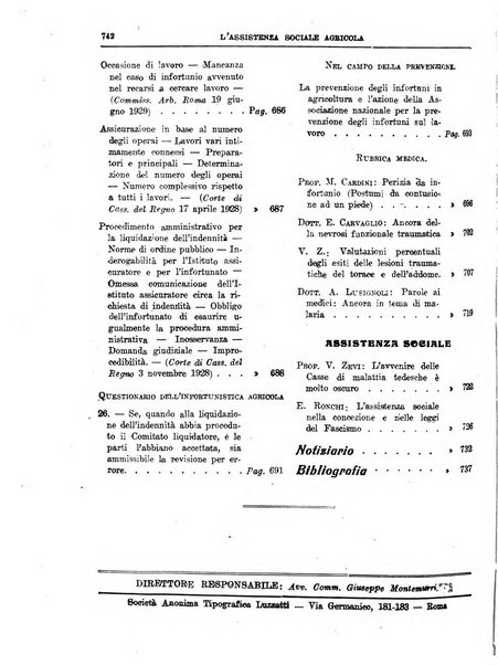 L'assistenza sociale agricola rivista mensile di infortunistica e assistenza sociale