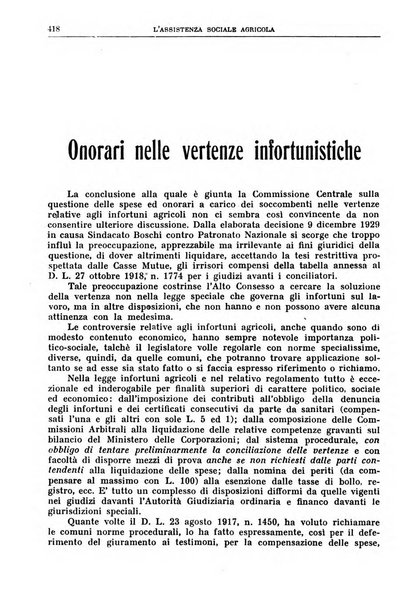 L'assistenza sociale agricola rivista mensile di infortunistica e assistenza sociale