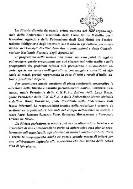 L'assistenza sociale agricola rivista mensile di infortunistica e assistenza sociale